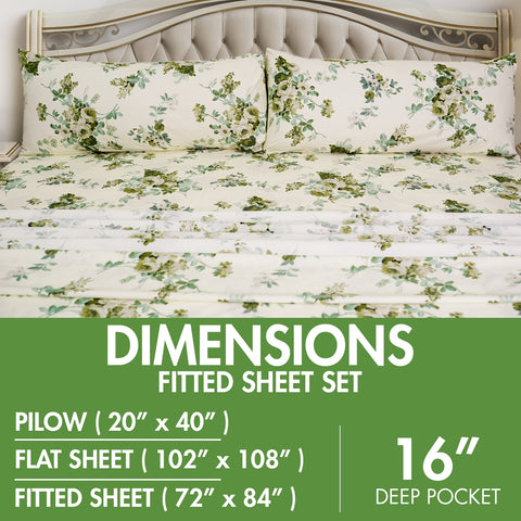 Lime Green Flora Printed Sheet Sets