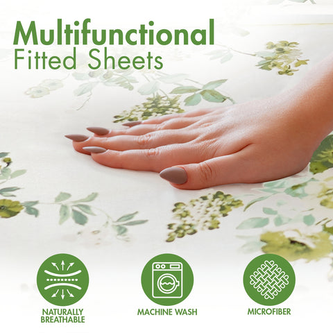 Lime Green Flora Printed Sheet Sets